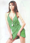 Green dress hiked up