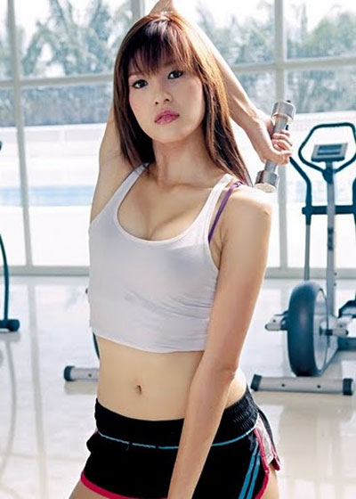 Thai model A-ngun working out